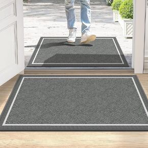 GOYLSER Long Hallway Runner Rug, Chenille Kitchen Rug Runner Catpet with Rubber Backing, Non Slip Boho Kitchen Mat, Low-Pile Stain Dirty Resistant Hall Rug, 120"x28", Grey