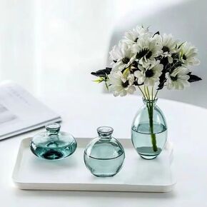 Mini Glass Bud Vases Set of 4,Small Flower Vases for Wedding Centerpiece Table Decorations,Yellow Green and Blue Vintage Embossed Mini Vases,Flower Arrangements in Vases for Party or Home Decor