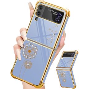 حافظة Buleens لهاتف Samsung Galaxy Z Flip 4 للنساء والفتيات، حافظات قلب لامعة مصممة لهاتف Galaxy Z Flip 4، غطاء لامع فاخر للفتيات لهاتف Flip 4 6.7 بوصة (الهندباء اللامعة، أحمر)