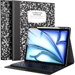 TiMOVO Keyboard Case for iPad Air 13 Inch M2 2024, iPad Pro 12.9 (6th 2022/5th 2021/4th 2020/3rd 2018 Gen) Keyboard Case with 7 Color Backlight, Magnetic Detachable Keyboard with Pencil Holder, Black