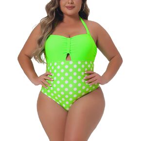 Agnes Orinda Plus Size One Piece Swimsuit for Women Tummy Control Bathing Suit Cutout Swimwear