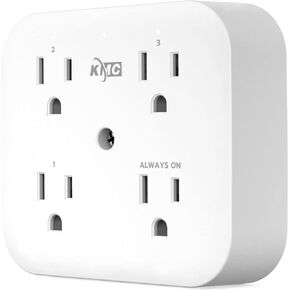 KMC Smart Tap Mini 4-Outlet Wall Mounted Multi Plug Adapter, 3 Independently Controlled Wi-Fi Smart Outlets, Compatible with Alexa & Google Assistant, No Hub Required in Saudi Arabia