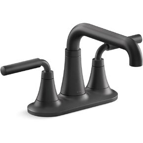 Kohler 27414-4-CBL Tone Bathroom Sink Faucet, Centerset Bathroom Faucet with Clicker Drain, 1.2 GPM, Polished Chrome with Matte Black