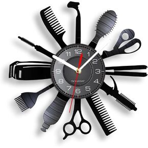 12 Inch Barber Equiment Tools Wall Clock with 7 Colors Changing, Barber Shop Business Sign Wall Watch Clock Beauty Hair Salon Hair Stylist Clock Silent Movement for Hairdresser Gift