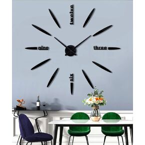 DIY Wall Clock, 3D Mirror Stickers Large Frameless Wall Clock Modern Design Watches Hours for Home Living Room Bedroom Office Decoration Gifts-Silver 012