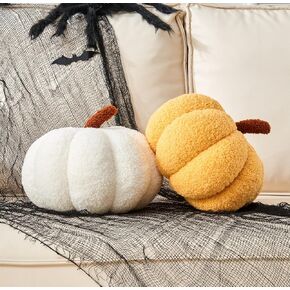 Pumpkin Pillow, 2 Pcs Halloween Pumpkin Throw Pillow 11.8 x 6 Inch Fall Pillow Thanksgiving Cushion Pumpkin Shaped Throw for Halloween Pillow Bedroom Sofa Couch Fall Decor