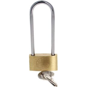 MroMax Brass Keyed Alike Padlock 1.57" Wide Brushed Finish Key Lock with 2.91" Long Harden Shackle for Drawer Door Cabinet Warehouse School Gym Locker Fence Toolbox 2Pcs