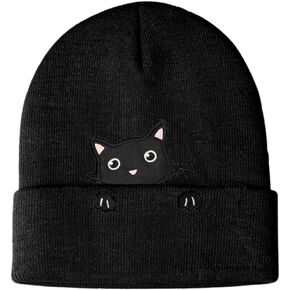 Cat Beanie for Cute Cat Lover Gifts Animal Knitted Hats Anime Hat for Women Girls