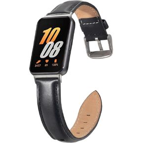 QINGQING Leather Bands Compatible with Samsung Galaxy fit 3, Vintage Genuine Wristband Replacement Band for galaxy fit3 band，Brown