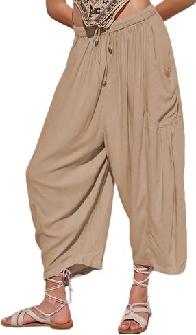 Women's Wide Leg Palazzo Harem Yoga Pants Casual Loose Beach Pilates Lounge Trousers with Pockets in Saudi Arabia