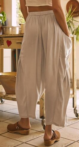 Women's Wide Leg Palazzo Harem Yoga Pants Casual Loose Beach Pilates Lounge Trousers with Pockets in Saudi Arabia