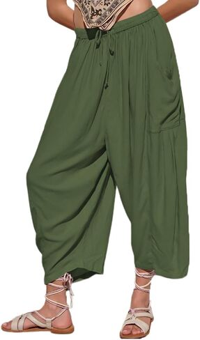 Women's Wide Leg Palazzo Harem Yoga Pants Casual Loose Beach Pilates Lounge Trousers with Pockets in Saudi Arabia