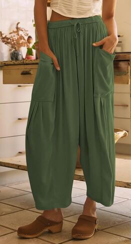 Women's Wide Leg Palazzo Harem Yoga Pants Casual Loose Beach Pilates Lounge Trousers with Pockets in Saudi Arabia