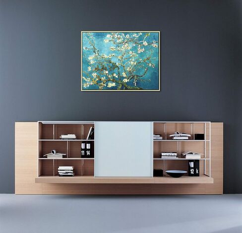 Wieco Art Almond Blossom حديث مؤطر الأزهار جيكلي قماش يطبع بواسطة فان جوخ اللوحات الزيتية الشهيرة استنساخ صور الزهور على قماش جدار الفن جاهز للتعليق لغرفة النوم ديكورات المنزل in Kuwait