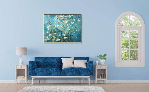 Wieco Art Almond Blossom حديث مؤطر الأزهار جيكلي قماش يطبع بواسطة فان جوخ اللوحات الزيتية الشهيرة استنساخ صور الزهور على قماش جدار الفن جاهز للتعليق لغرفة النوم ديكورات المنزل in Kuwait