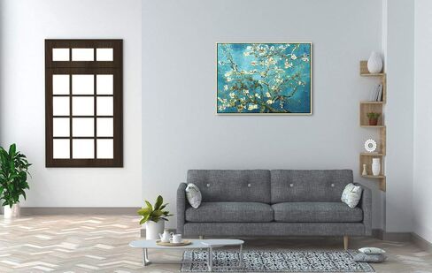 Wieco Art Almond Blossom حديث مؤطر الأزهار جيكلي قماش يطبع بواسطة فان جوخ اللوحات الزيتية الشهيرة استنساخ صور الزهور على قماش جدار الفن جاهز للتعليق لغرفة النوم ديكورات المنزل in Kuwait