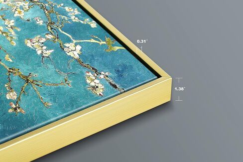 Wieco Art Almond Blossom حديث مؤطر الأزهار جيكلي قماش يطبع بواسطة فان جوخ اللوحات الزيتية الشهيرة استنساخ صور الزهور على قماش جدار الفن جاهز للتعليق لغرفة النوم ديكورات المنزل in Kuwait