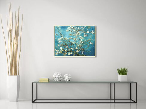 Wieco Art Almond Blossom حديث مؤطر الأزهار جيكلي قماش يطبع بواسطة فان جوخ اللوحات الزيتية الشهيرة استنساخ صور الزهور على قماش جدار الفن جاهز للتعليق لغرفة النوم ديكورات المنزل in Kuwait