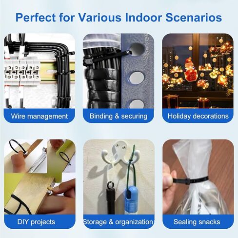 Zip Ties,800 Pack,Assorted Sizes 12+10+8+6+4 Inch,Black Self-Locking Nylon Cable Ties,Comprehensive Size for Indoor Outdoor Use,Perfect for Home,Office,Garden,and Workshop.UV Resistant in Saudi Arabia