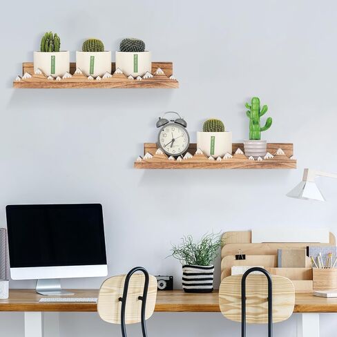 Wenqik 3 Pcs Snow Mountain Floating Shelves Wood Nursery Book Shelves Nursery Floating Shelves Wall Mounted Rustic Wooden Picture Ledge Shelf Floating Book Shelves for Kids Room (Dark Brown) in Saudi Arabia