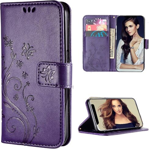 Compatible with iPhone 11(6.1 inch,2019 Release),Wallet Case for Women and Girls with Card Holder Pu Leather Flip case Kickstand Protective with Card Slots-Embossed Flowers Green in Saudi Arabia