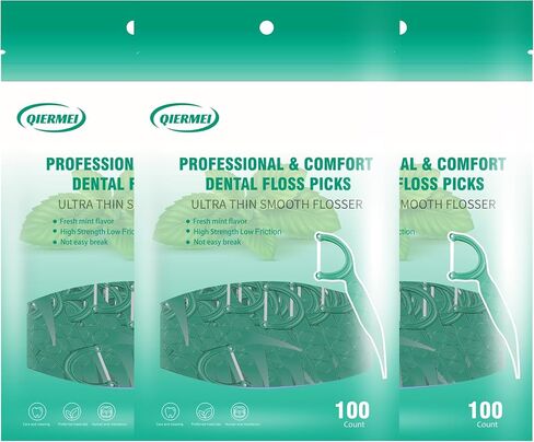 Professional Dental Floss Picks, 100/300/600 Counts bag packing, Ultra Thin Flate thread, Mint flavor, High Strength Low Friction, Not easy break... in Saudi Arabia