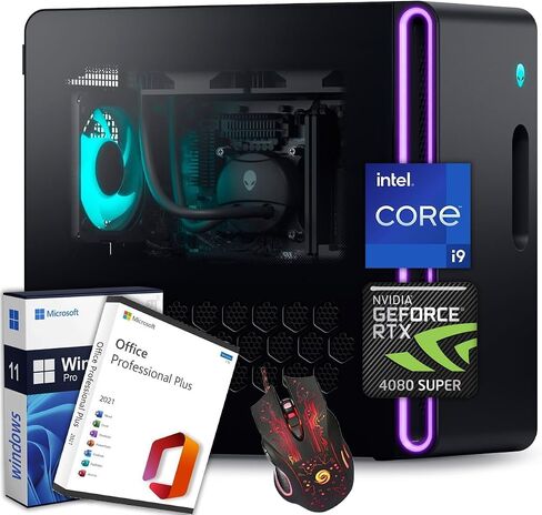 كمبيوتر Alienware Aurora R16 للألعاب، Intel i9-13900F (24 نواة)، رسومات NVIDIA GeForce RTX 4070، ذاكرة الوصول العشوائي DDR5 سعة 64 جيجابايت، 2 تيرابايت SSD، 2 تيرابايت HHD، Wi-Fi 6E، بلوتوث، Windows 11 Pro، مع ماوس ألعاب in Kuwait