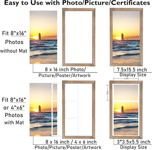 إطار صورة مجمعة مقاس 8 × 16 مع حصيرة، عرض 3 قطع صور مقاس 4 × 6 أو صورة مقاس 8 × 16، ثلاثة إطارات صور مفتوحة مقاس 4 × 6 للتعليق على الحائط أو سطح الطاولة، إطار صور ثلاثي خفيف الوزن مقاس 4 × 6، أسود in Kuwait