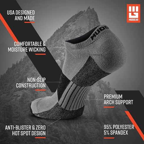 No Show Socks - Moisture Wicking Athletic Socks for Running, Rucking, Racing, Hiking, Workout - 2 Pack in Kuwait