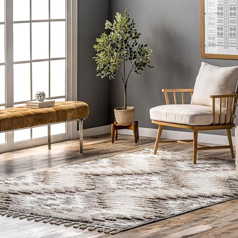 سجادة NuLOOM Adelade Southwestern 2x8 عداء أشعث لغرفة المعيشة وغرفة النوم وغرفة الطعام والحضانة ومدخل المدخل والمطبخ، بيج/عاجي in Saudi Arabia