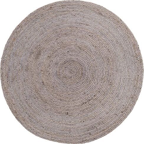 Handmade Natural Fiber Round Collection 2' Round Natural Handmade Boho Charm Farmhouse Jute Area Rug (Black) in Saudi Arabia