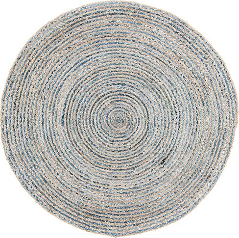 Handmade Natural Fiber Round Collection 2' Round Natural Handmade Boho Charm Farmhouse Jute Area Rug (Black) in Saudi Arabia