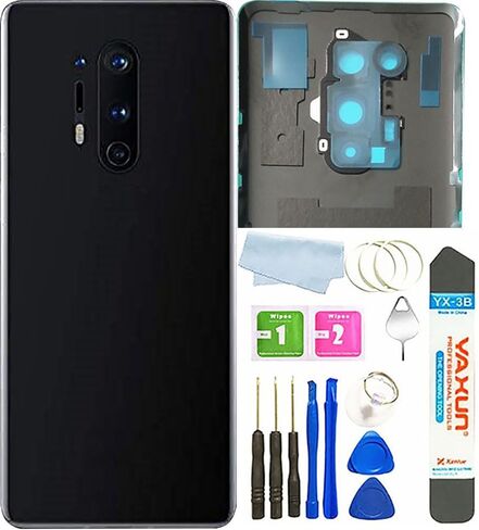 Battery Back Cover Rear Panel Glass with Camera Glass Lens/Flash Replacement for OnePlus 8 Pro 5G +Tools (Blue) in Saudi Arabia