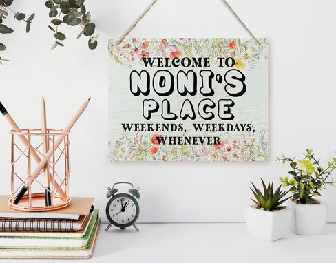 Rustic Sign, Mother's Day Gift for Nonnie, Grandma's Gift, Mom's Gift, Hanging Printed Wood Wall Art Sign Decor, Welcome to Nonnie's Place Weekends, Weekdays, Whenever, Flower Sign Gift for Grandma in Kuwait
