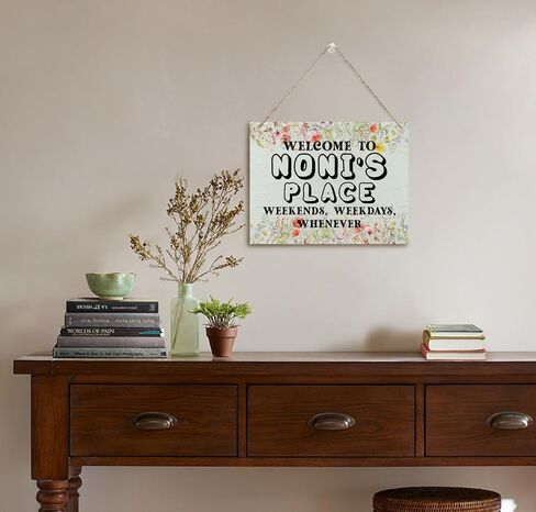 Rustic Sign, Mother's Day Gift for Nonnie, Grandma's Gift, Mom's Gift, Hanging Printed Wood Wall Art Sign Decor, Welcome to Nonnie's Place Weekends, Weekdays, Whenever, Flower Sign Gift for Grandma in Kuwait
