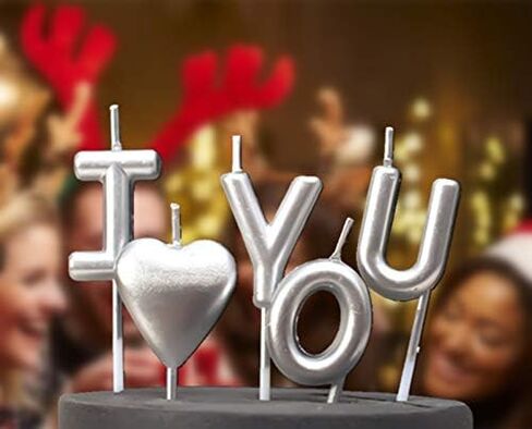 Heart Shape Birthday Candle Set, I Love You Theme, Party Decoration for Cake and Cupcake, Golden in Saudi Arabia
