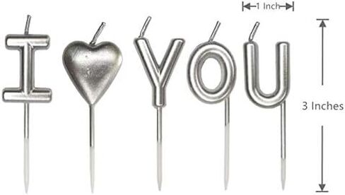 Heart Shape Birthday Candle Set, I Love You Theme, Party Decoration for Cake and Cupcake, Golden in Saudi Arabia