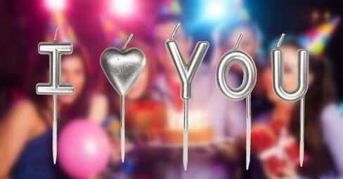 Heart Shape Birthday Candle Set, I Love You Theme, Party Decoration for Cake and Cupcake, Golden in Saudi Arabia