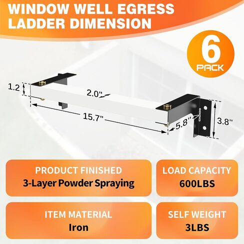 Window Well Egress Ladder, Adjustable Fire Emergency Escape Ladder for Home Safety, Heavy-Duty Wall Mounted Ladder, Window Basement Egress Ladder(5PCS, 600LBs Loading) in Saudi Arabia