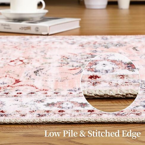 Hallway Runner Rug Vintage Floral Distressed Washable Runner Rug Entryway Area Rug Non-Slip Retro Medallion Floor Carpet Indoor Entrance Rug for Living Room Kitchen, Black/Grey, 2' x 6' in Saudi Arabia