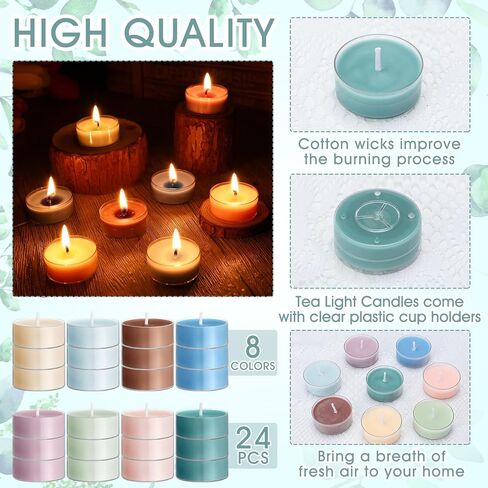 24 Pack Colored Scented Tealight Candles Bulk Small Mini Fragrance Tea Lights in Clear Cups Colored Tea Warmer Candles Aromatherapy Relaxing Mini Candles (Fall Color) in Saudi Arabia