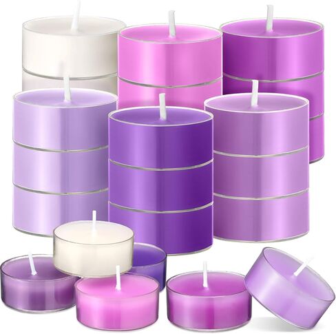 24 Pack Colored Scented Tealight Candles Bulk Small Mini Fragrance Tea Lights in Clear Cups Colored Tea Warmer Candles Aromatherapy Relaxing Mini Candles (Fall Color) in Saudi Arabia