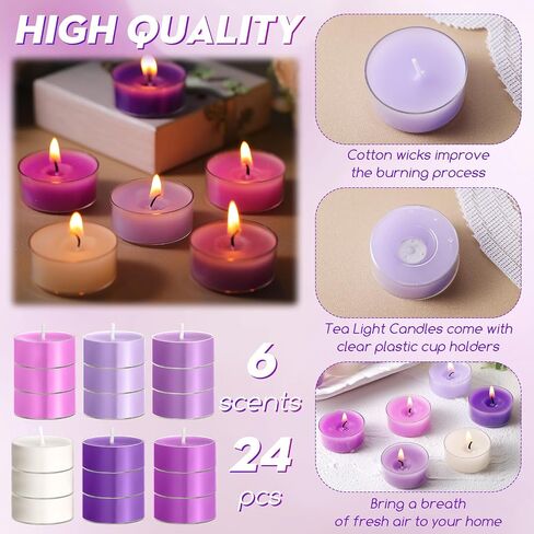 24 Pack Colored Scented Tealight Candles Bulk Small Mini Fragrance Tea Lights in Clear Cups Colored Tea Warmer Candles Aromatherapy Relaxing Mini Candles (Fall Color) in Saudi Arabia