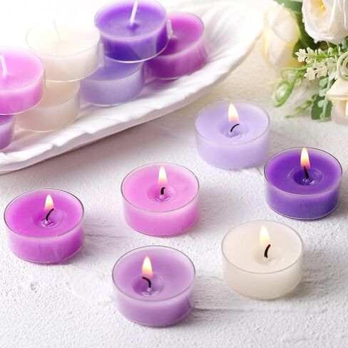 24 Pack Colored Scented Tealight Candles Bulk Small Mini Fragrance Tea Lights in Clear Cups Colored Tea Warmer Candles Aromatherapy Relaxing Mini Candles (Fall Color) in Saudi Arabia