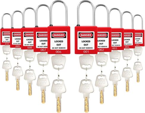 Lockout Tagout Locks Set-10pcs Red Loto Locks,Lockout Locks Keyed Different, OSHA Compliant Lock Out Tag Out Padlocks,Safety Padlocks for Electrical Lockout Tag Out Kit,2 Keys Per Lock in Saudi Arabia