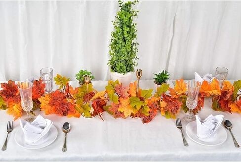 2 Pcs Fall Garland Maple Leaf,5.8Ft/Pieces Artificial Autumn Hanging Vine Plants Thanksgiving Decor for Home Christmas Halloween Décor Wedding Fireplace Party in Saudi Arabia