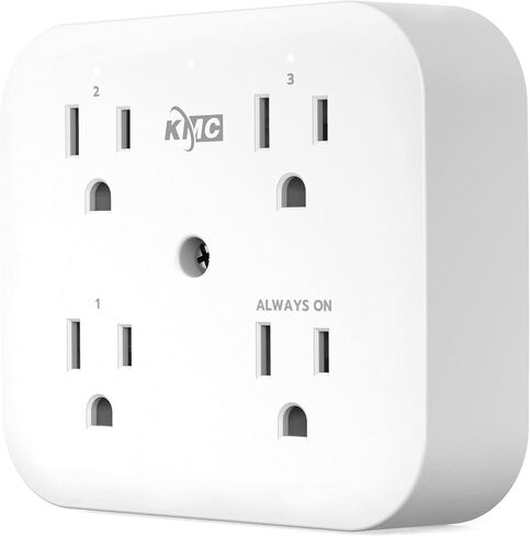 KMC Smart Tap Mini 4-Outlet Wall Mounted Multi Plug Adapter, 3 Independently Controlled Wi-Fi Smart Outlets, Compatible with Alexa & Google Assistant, No Hub Required in Saudi Arabia
