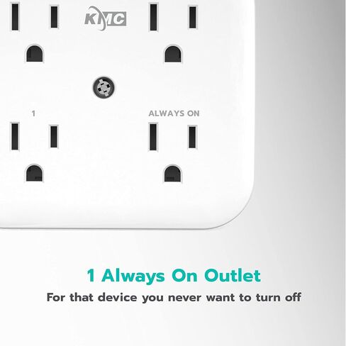 KMC Smart Tap Mini 4-Outlet Wall Mounted Multi Plug Adapter, 3 Independently Controlled Wi-Fi Smart Outlets, Compatible with Alexa & Google Assistant, No Hub Required in Saudi Arabia