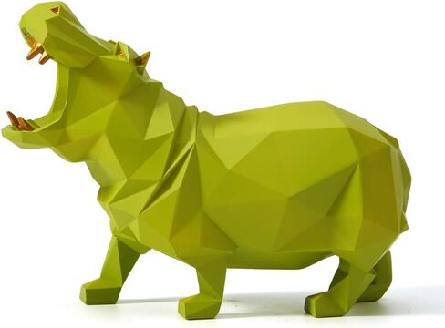 HAUCOZE Hippo Statue Sculpture Modern Decor Home Gifts Animal Figurine Table Centerpiece Crafts Polyresin Arts Blue 7.1inch in Saudi Arabia