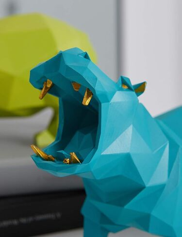 HAUCOZE Hippo Statue Sculpture Modern Decor Home Gifts Animal Figurine Table Centerpiece Crafts Polyresin Arts Blue 7.1inch in Saudi Arabia